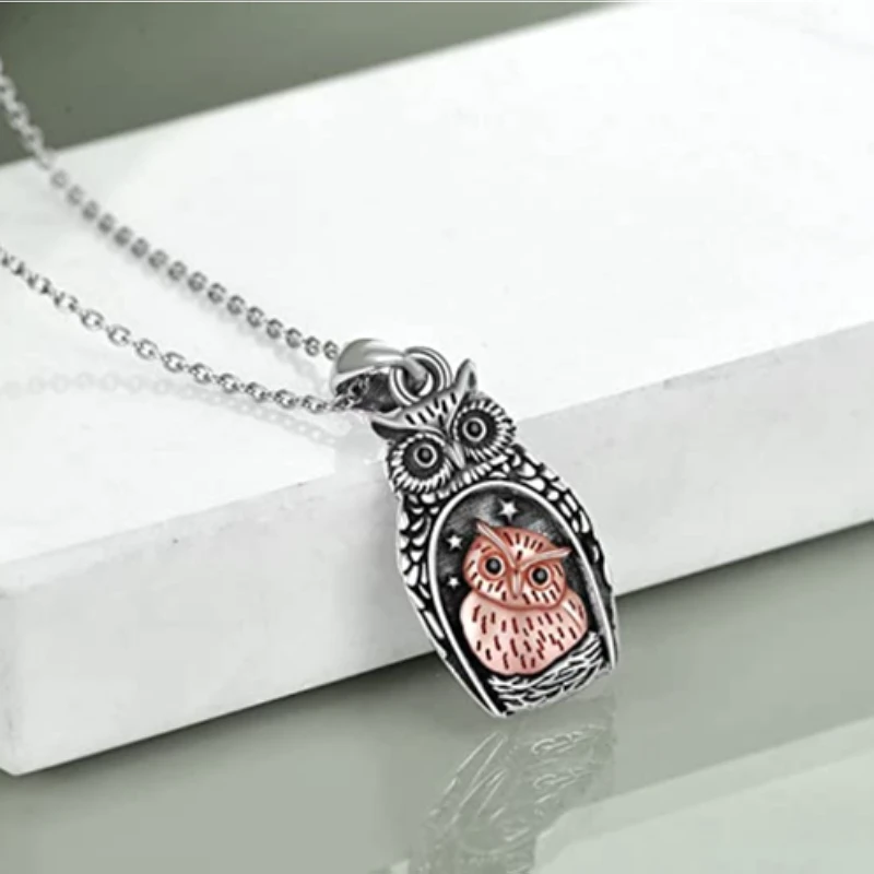 Fashion Income Vintage Owl Pendant Necklace Ladies Anniversary Birthday Jewelry Christmas Gift for Wife, Daughter and Mother