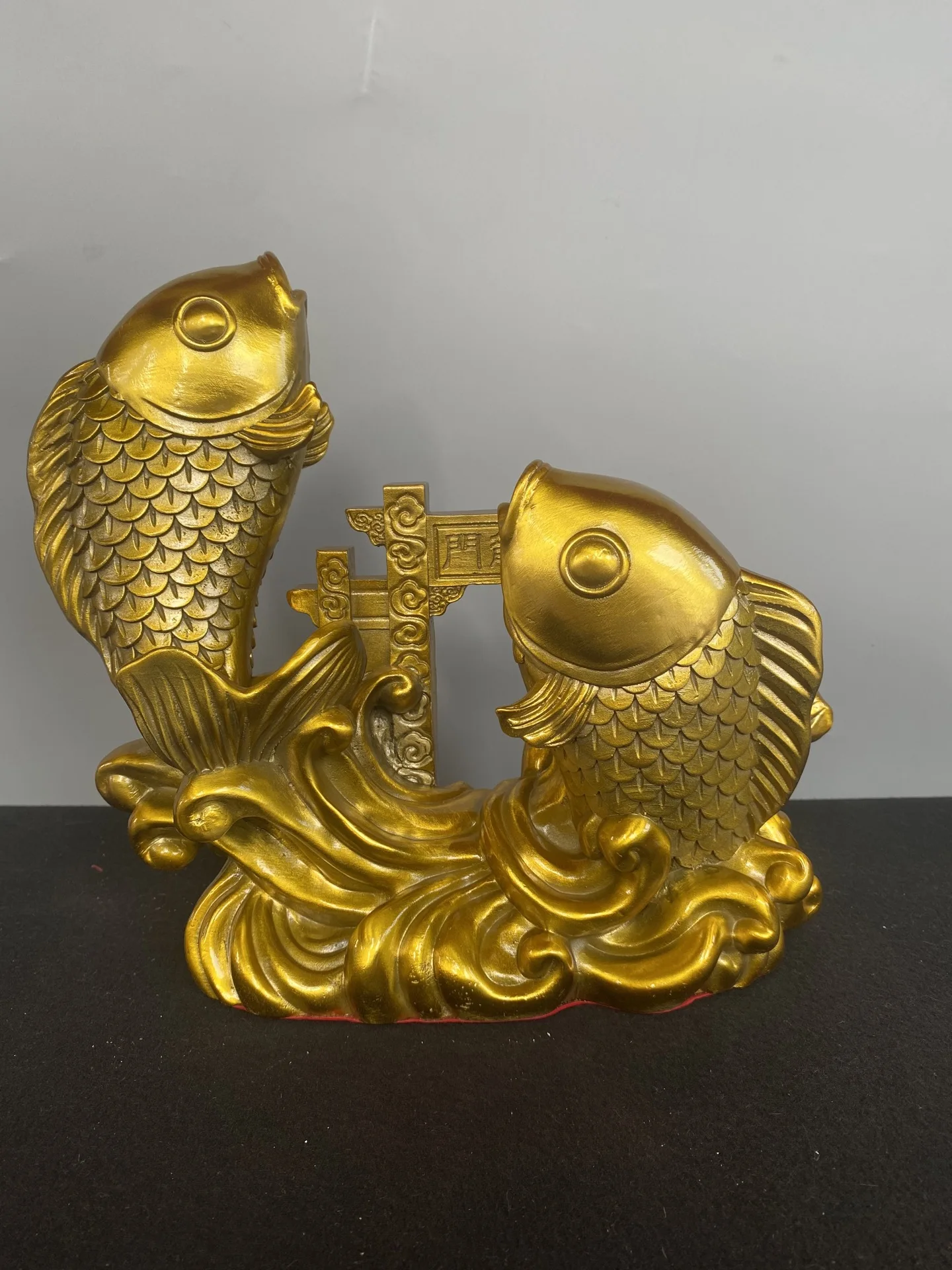 Old Brass Carp statue a fish leaping over the dragon gate Transforming into a Dragon Wenfang screen Amass wealth Ornaments