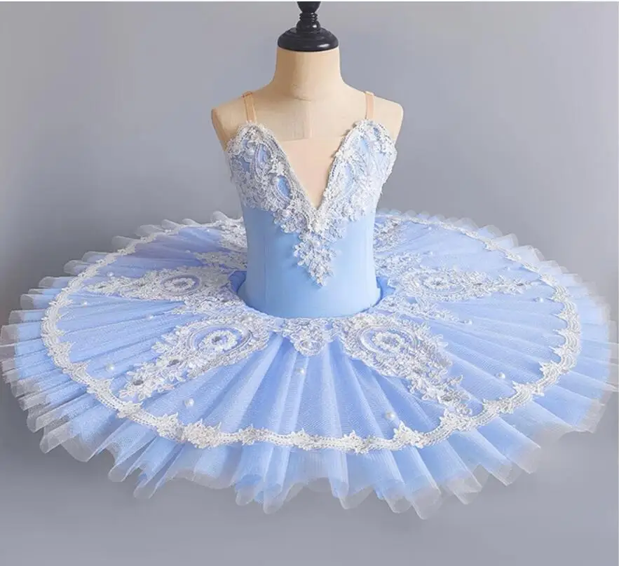 Sky Blue Professional Ballet Tutu Girls piatto Pancake Tutu Ballerina Party Dress Adult Women Children Ballet Dance Costume