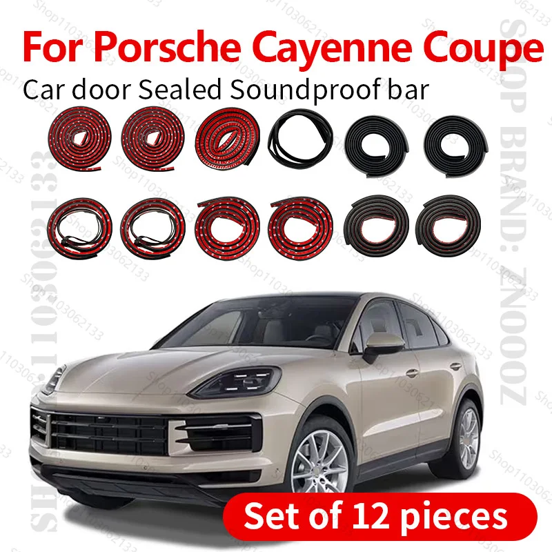 

For Porsche Cayenne Coupe Car Door Seal Strip Rubber Double Layer Sealing Protector Soundproof Dustproof Seal Strip 12PCS Set
