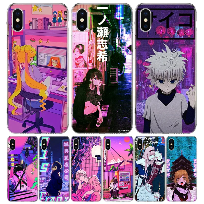 Anime Vaporwave Glitch Hot For iPhone 16 15 14 13 12 11 Pro Max Phone Case X XS XR 7 Plus Print 8 SE Apple Fundas Cover Coque 11