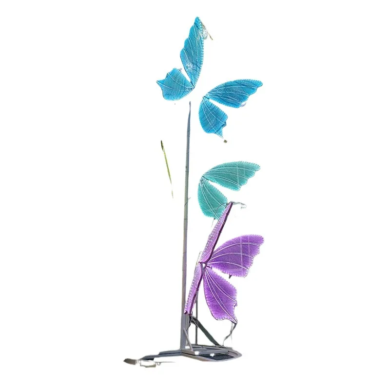 Four-leaf clover butterfly column three-dimensional tulle wings simulated butterfly luminous wedding decoration wedding props