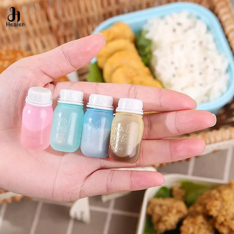 4Pcs Mini Cute Pattern Sauce Box Squeeze Bottle Cartoon Tomato Honey Condiment Container For Kids Lunch Box Accessories