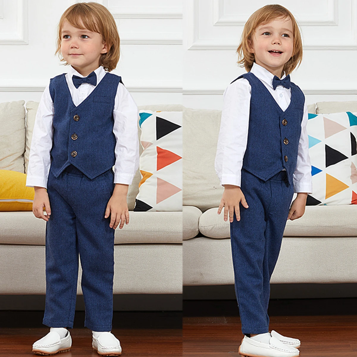 Boys Suit Outfit Set Toddler Wedding Clothes Kids Baptism Easter Church Clothing Infant Xmas Birthday Party Gift Chritmas 3PCS