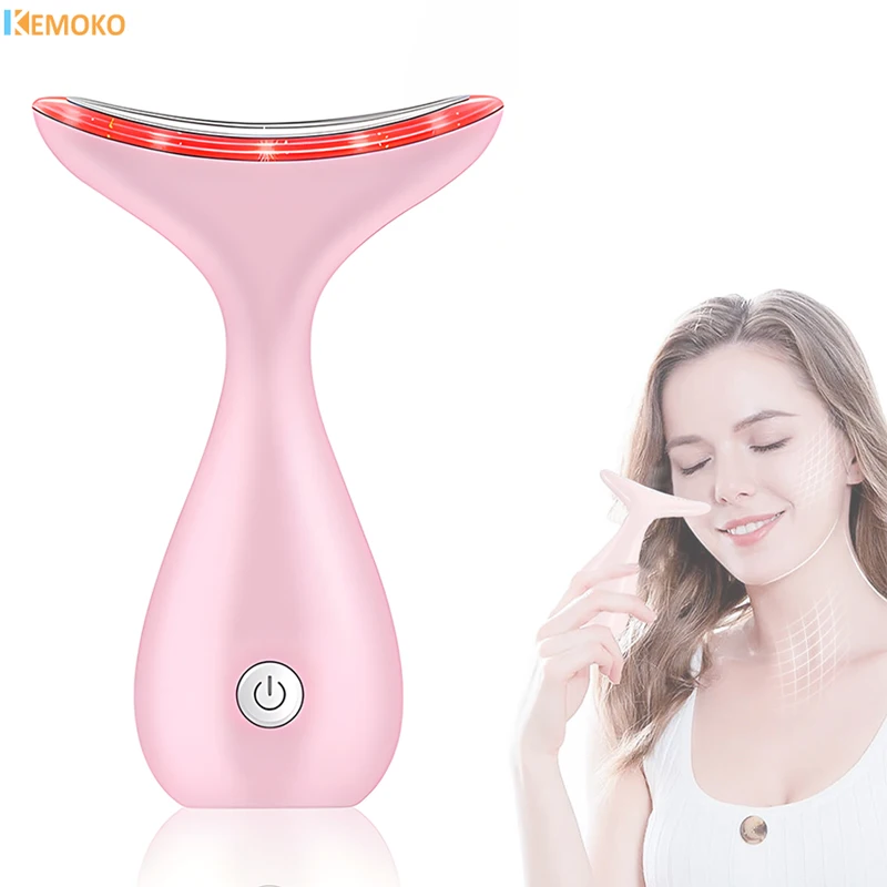 Neck Face Beauty Device Photon Skin Face Lifting Firming Neck Wrinkle Removing Whitening LED Massager Facial Care Device