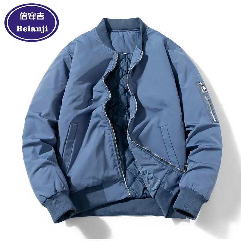 2025 Fall Flight Jacket Long Sleeve Casual Sports Coat Men's Comfortable Windbreak Solid Color Ribeed Cuff And Hem Outwear M-4XL