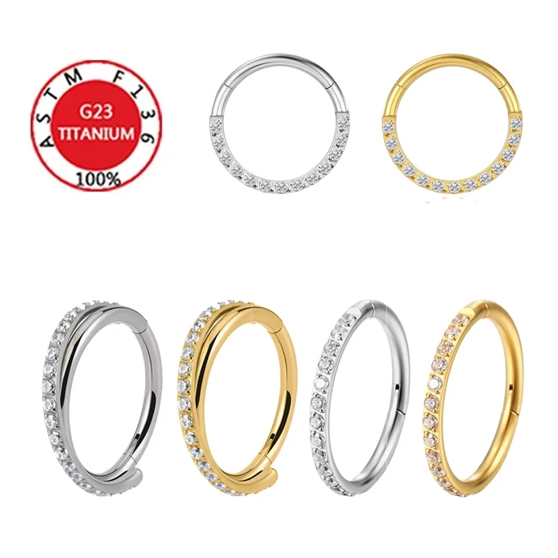 F136 Titanium ZC Nose Ring Women Hinged Segment Septum Clicker Daith Earrings Hoop Ear Cartilage Tragus Helix Piercing Jewelry