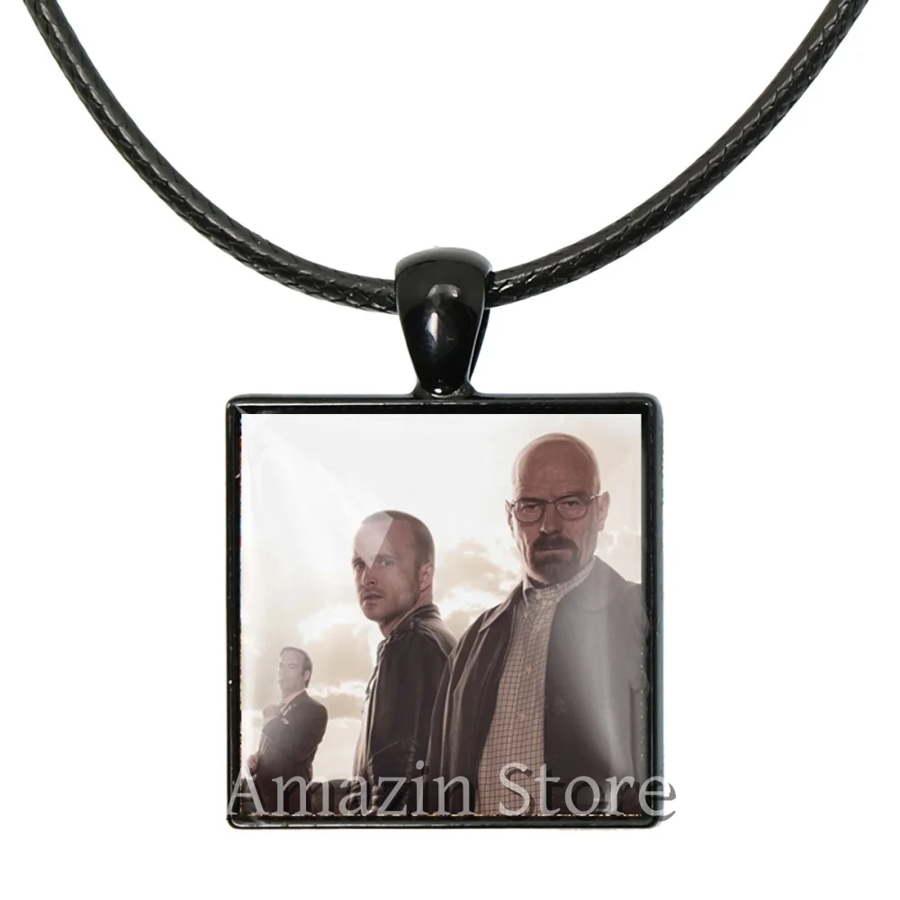 American TV Show Breaking Bad 25mm Square Leather Rope Necklace Glass Dome Cabochon Pendant For Women Gift