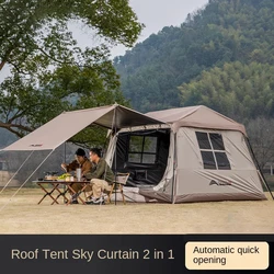 Cain Tent Quick Automatic Opening Tent Canopy 2-in-1 Outdoor Camping Tents 5-8 P Titanium Glue Sun Protection Camping Equipment