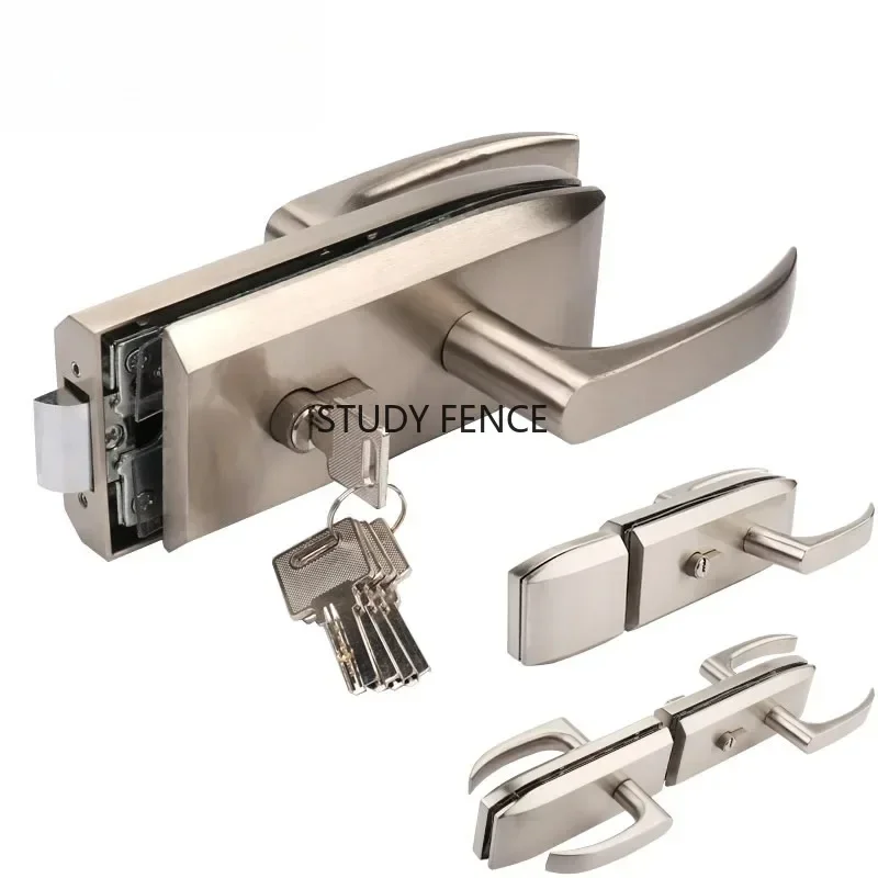 Glass Door Stainless Steel Handle Lock Frameless Glass Door Partition Lock Office Glass Door Lock with Keys Household Hardware