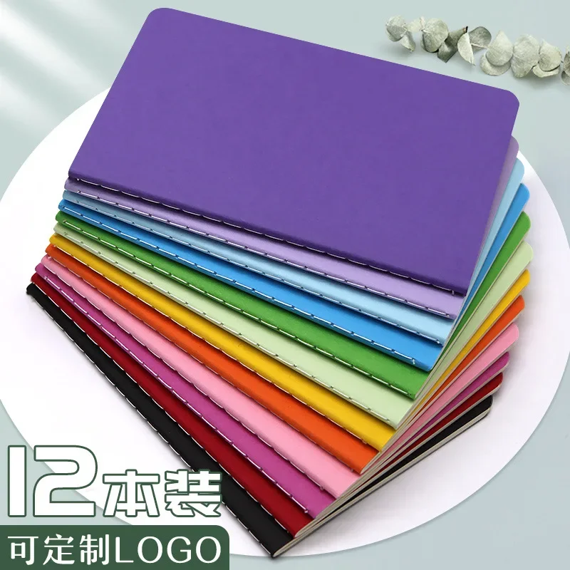 6pcs a6 solid color notebook simple portable notepad rainbow stitch car line pocket book spot custom wholesale diary