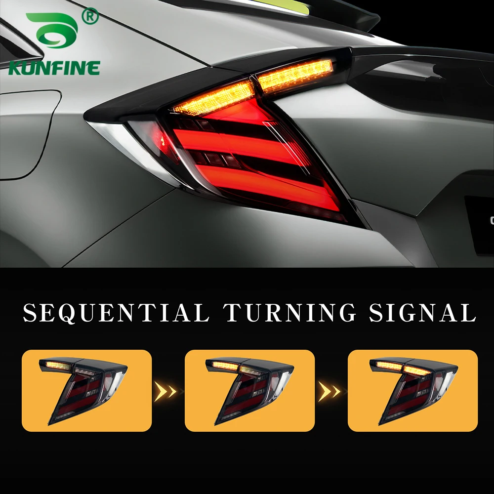 2PCs For Honda Civic Hatchback FK7 FK8 TYPE-R FK4 2016-2021 LED Car Tail Light Assembly Brake Dynamic Turn Single Car Taillights