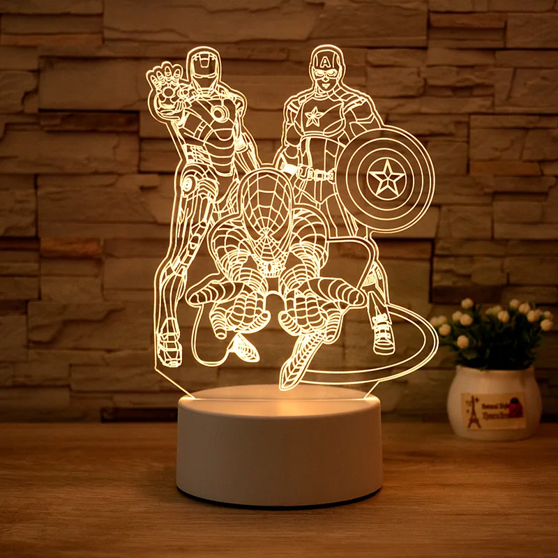 

Marvel Spider-Man Thor Anime Toy Ornaments Night Light Flat Accessories Night Light Boy Girl Desktop Ornaments Holiday Gift