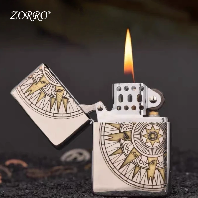 

Новая ультратонкая ветрозащитная керосиновая зажигалка Zorro Silver, персонализированная зажигалка с гравировкой, легкая латунная зажигалка