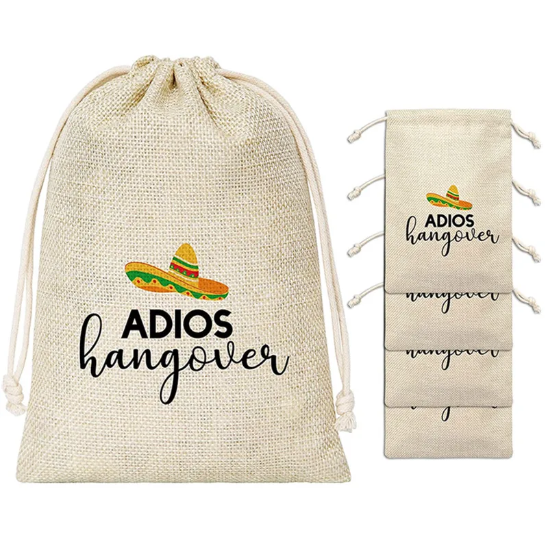 20 Pcs Hangover Gift Bags - Adios Hangovers - Cotton Gift Bag For Hangover Party, Bachelorette Party, Bridal Shower, Engagement