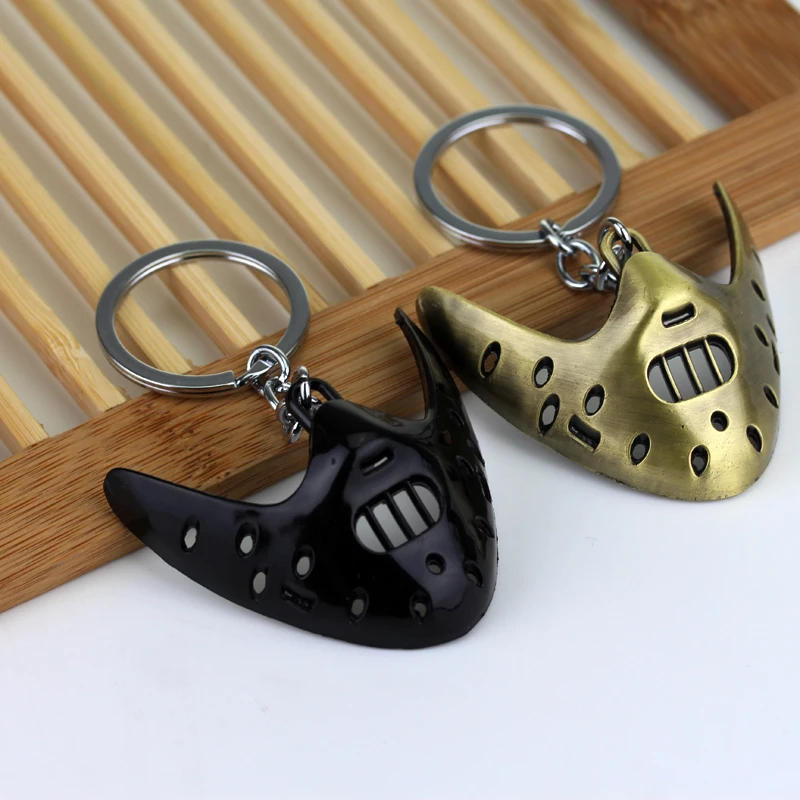 Classic Movie The Silence of The Lambs Black Mask Keychain Necklace Hannibal Lecter Keyring Cosplay Jewelry Fans Gifts ﻿ ﻿