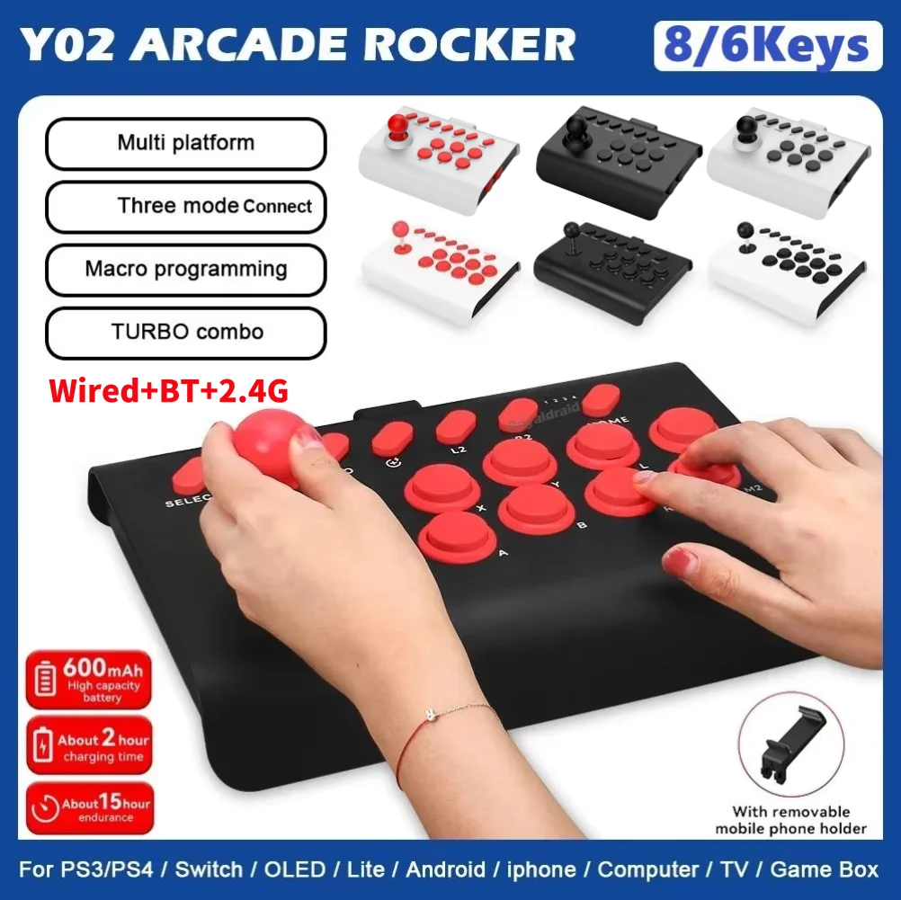 

Аркадные джойстики для PS4/PS3/Xbox One/Switch OLED/Android/iOS Проводной беспроводной контроллер уличного истребителя с функцией макроса/Turbo