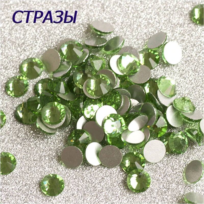 Non Hot Fix Nail Charms Rhinestone Peridot Different Size Crystal Glass Flatback Crystal Strass for 3D DIY Nail Art Decoration