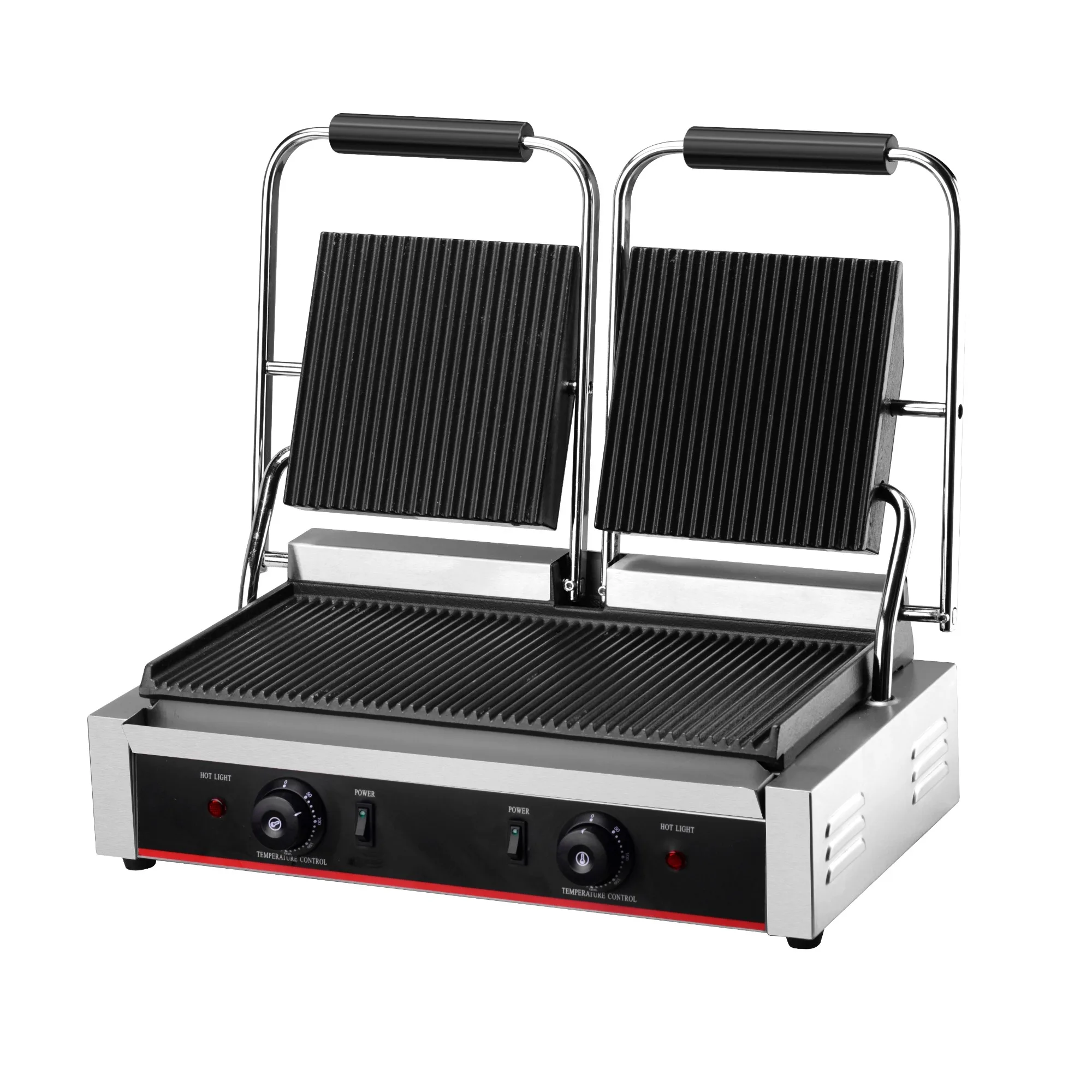 Commercial Use Kitchen Equipment Electric Grill Panini Hot BBQ Plate Industrial Contact Double Plate Sanwhich Grill