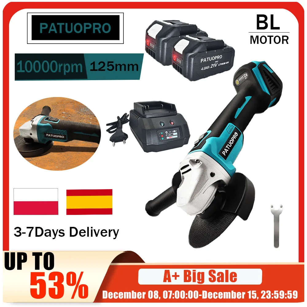 125mm Cordless Brushless Electric Angle Grinder Rechargeable Cutter Polishing Grinding Tools Fit Makita 18V Battery(No Battery)