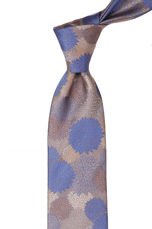 Beige Flower Pattern Mendilli Classic Tie KK10478