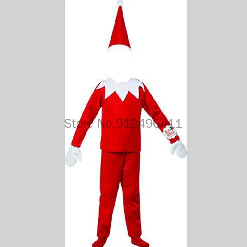 RED Elf Costume Adult Elf Xmas Csoplay Costume Red New Year Cosplay Party Dress Family Christmas Party Fancy Dress Clothes Set