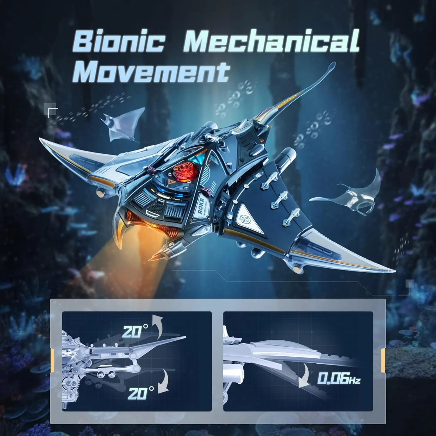 Robotime Rokr Manta Ray Kits de modelos de plástico mecánicos para adultos para construir rompecabezas 3D decoración Idea de regalo para coleccionistas de juguetes hombres