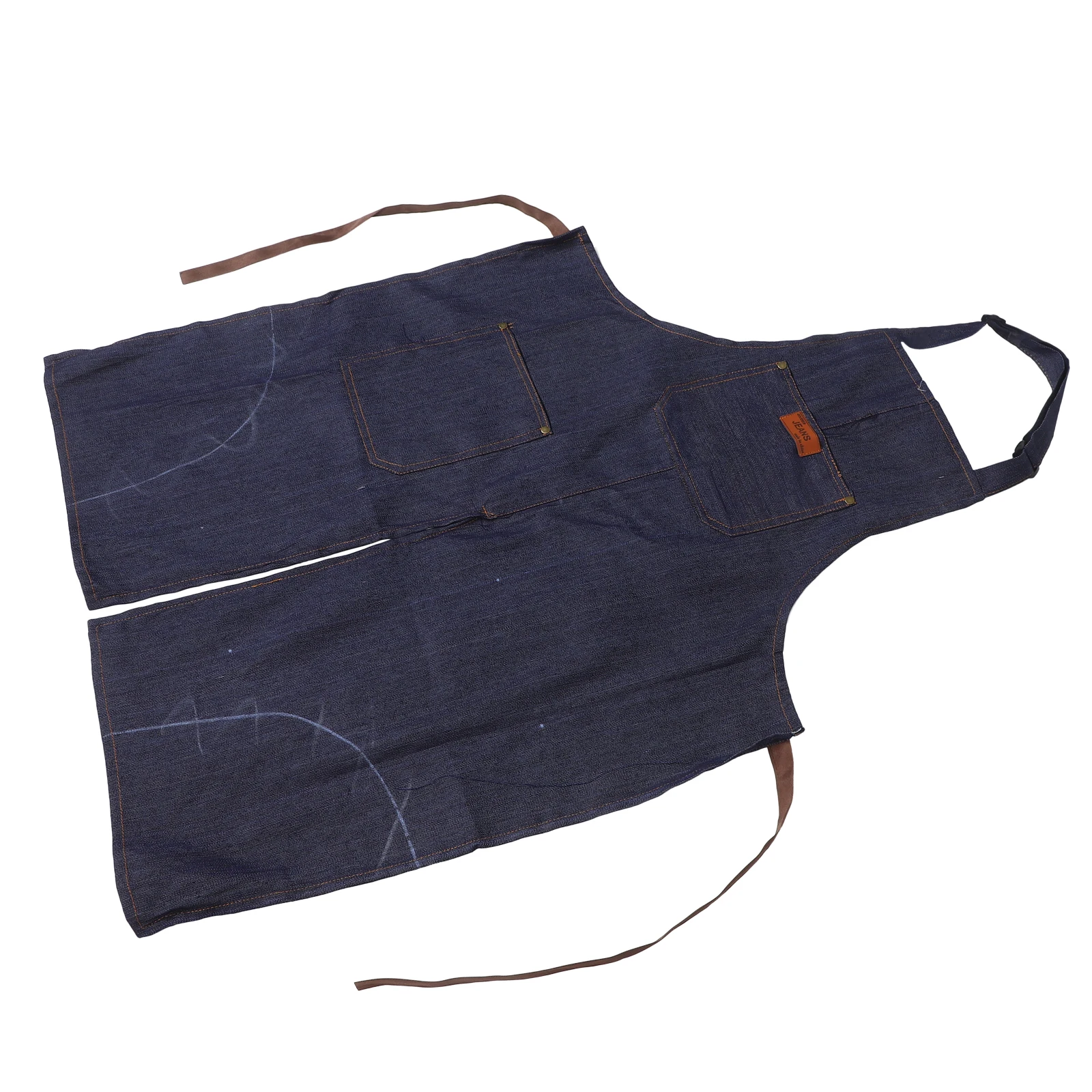 

Denim Pottery Apron Multiple Pockets Women Adult Ceramics Split Leg Sleeveless Kitchen BBQ Cleaning Apron Men