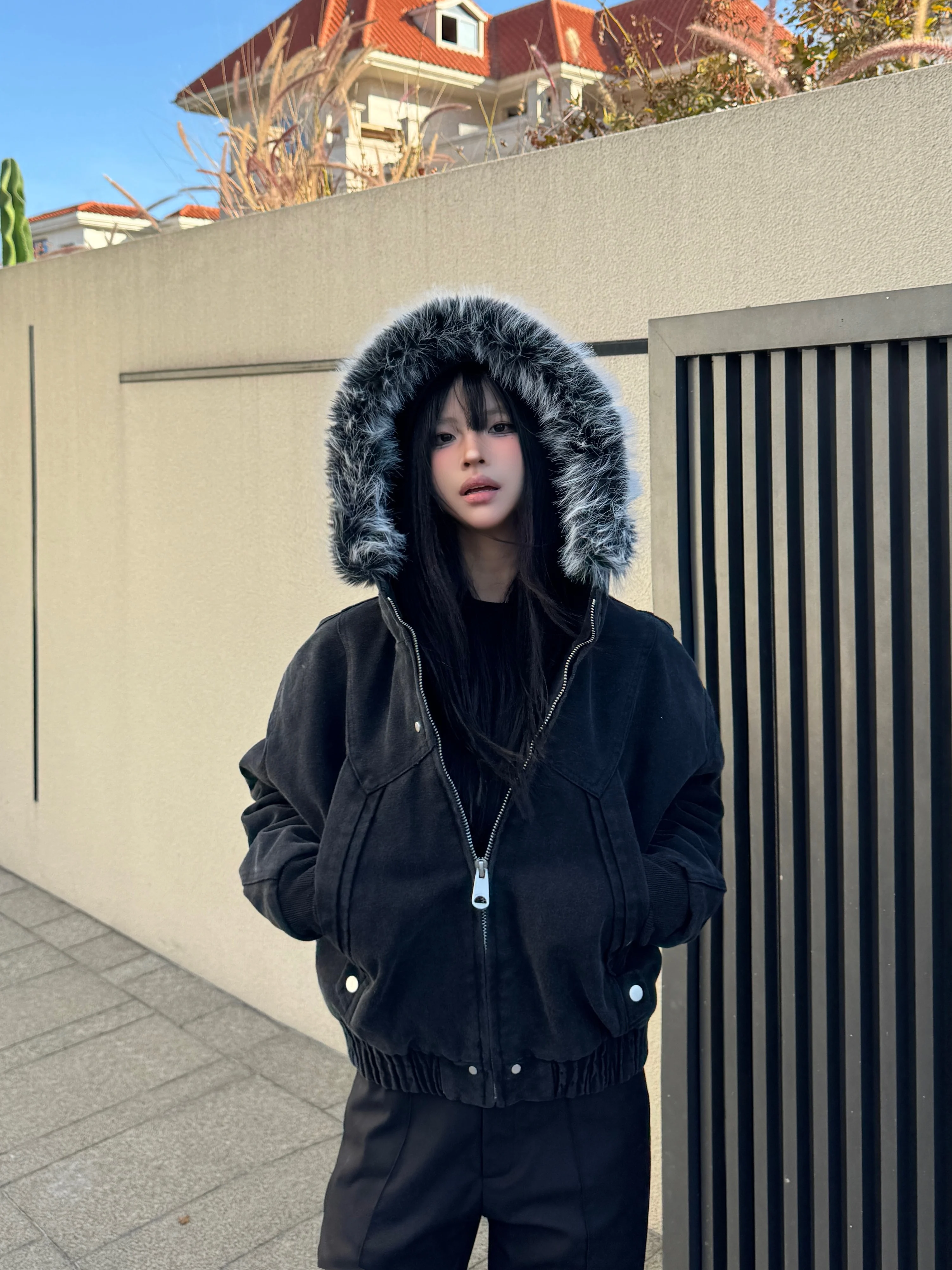 

Парки из искусственного меха Y2K, готические толстовки и куртки в стиле Харадзюку в стиле Харадзюку, эмо, американские винтажные пальто с капюшоном, женские