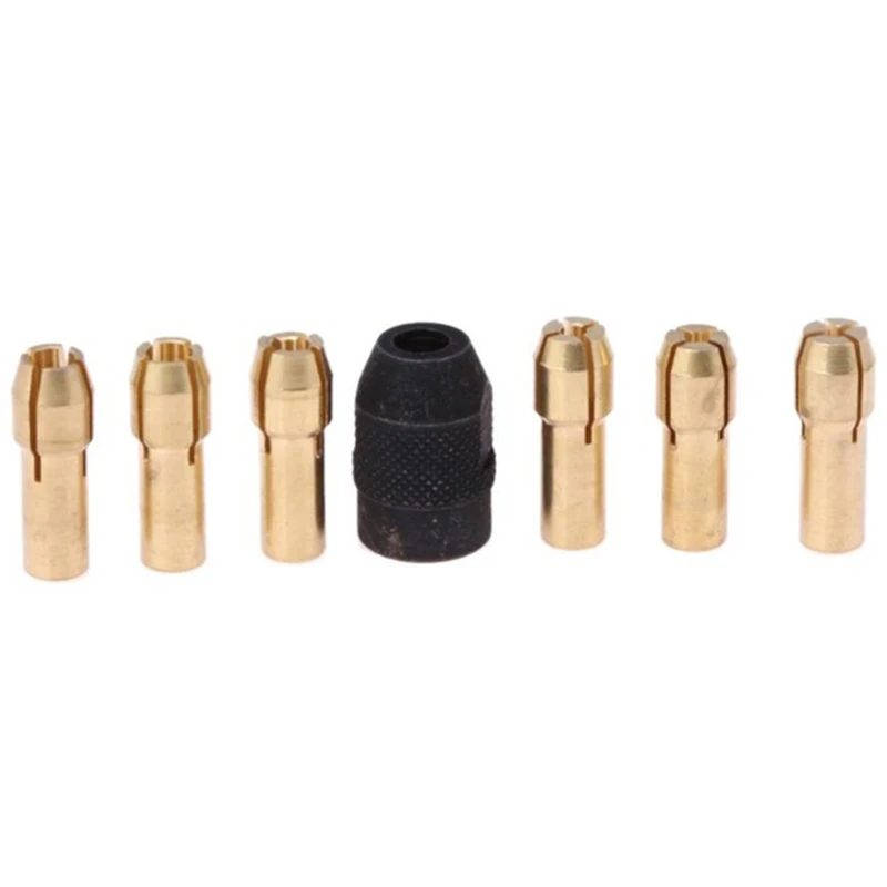 7Pcs Dremel Brass Collet 1.0/1.6/2.0/2.4/3.0/3.2 +Dremel Check M8X0.75