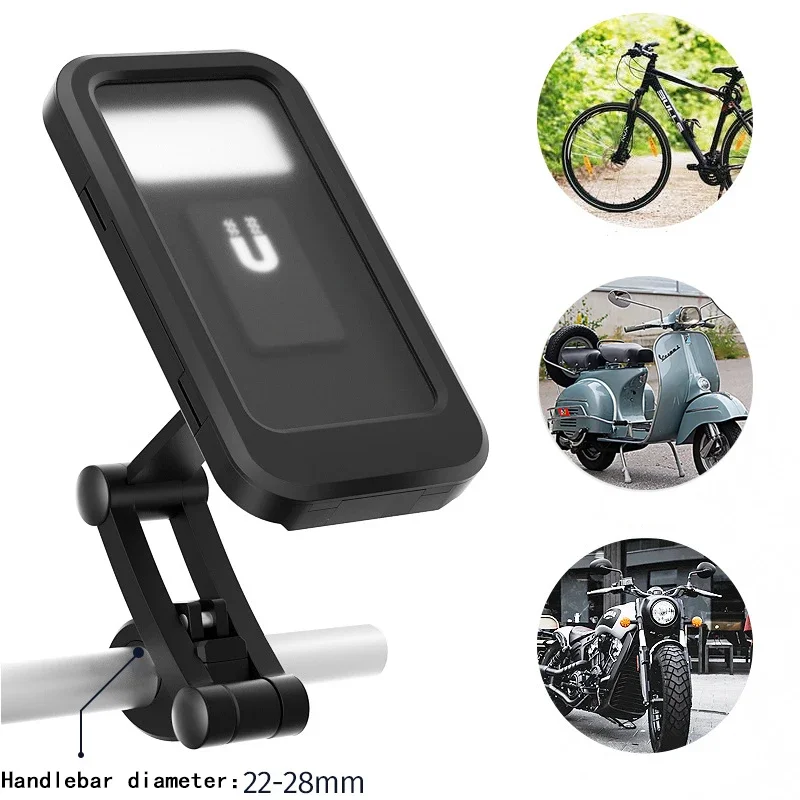 Motorcycle Phone Holder with Handlebars 360°Rotation Adjustable Touchable Waterproof Cell Phone Stand Motorbike Accessories