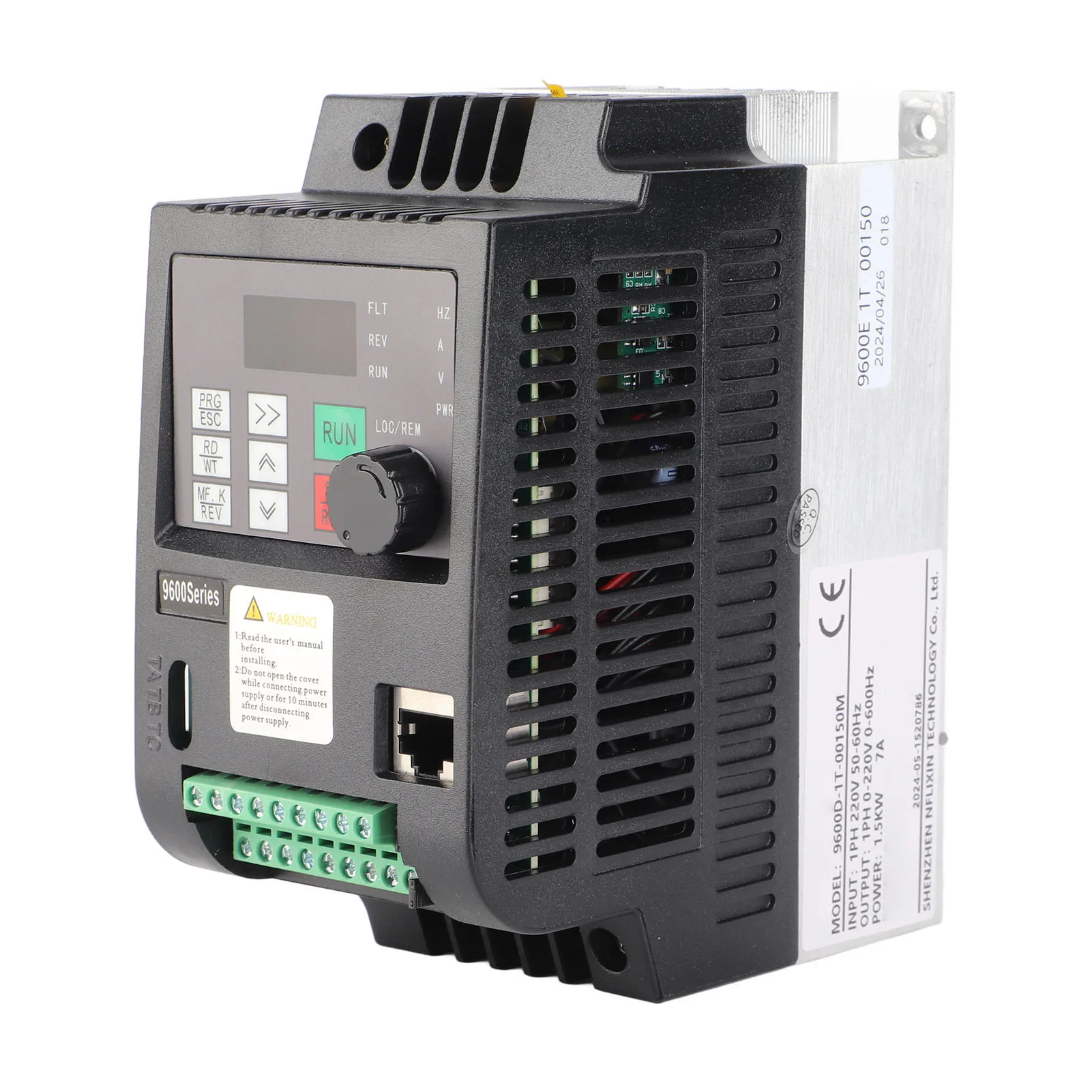 모터 변환기 NFLIXIN 가변 주파수 드라이브 1PH VFD 1 in 1 Out 220V 1.5KW 모터 변환기 9600D-1T-00150M VFD 인버터