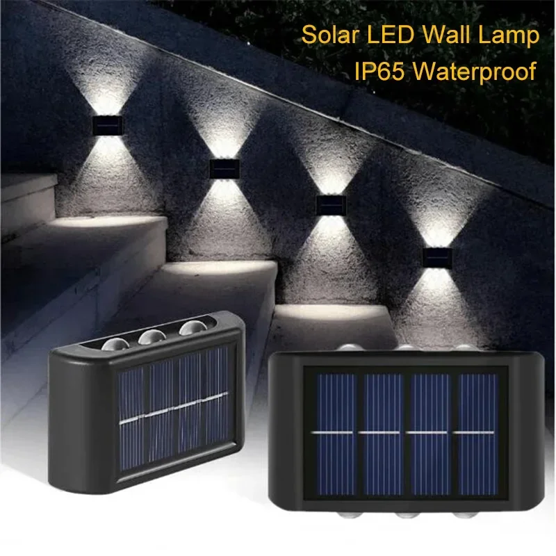 2/4/6/10LEDs Solar Wall Lamp Yard Street Decor Light Outdoor Waterproof Up and Down Luminous Lighting Garden Landscape Lamp