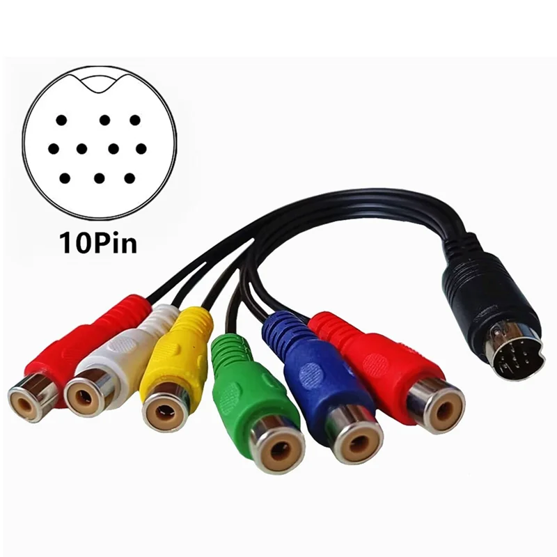 Cable componente macho S-Video de 10 pines a hembra RGB 6 RCA 10 pines Din S-Video 30Cm para PC HDTV Cable componente RGB 30Cm