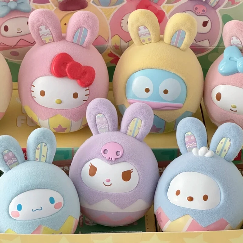 

Genuine Sanrio Rabbit Fun Egg Series Plush Blind Box Kuromi Kitty Mystery Box Fashion Display Gift Customized Kawaii Tumbler Toy