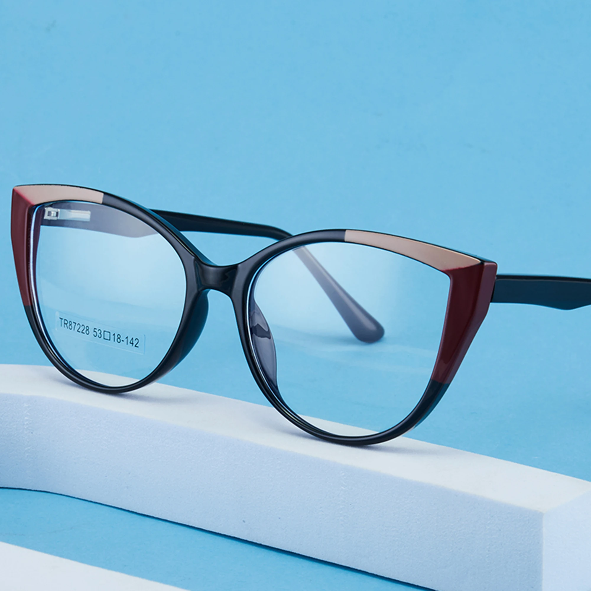 แว่นตาโปรเกรสซีฟทรงสี่เหลี่ยมทำจากอะซิเตททำมือ JMISUS สำหรับผู้หญิง กรอบแว่นสายตา TR90 ทรงตาแมว