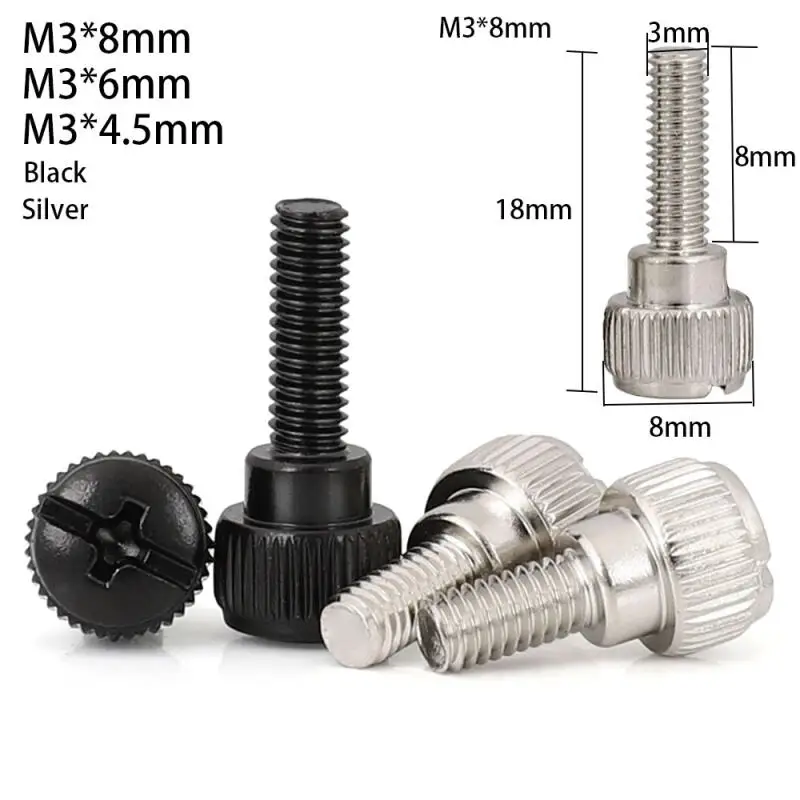 10~50pcs Computer Case Screws Black Or Nickel Computer Case Screw Hand Tighten Thumb Screw  M3*4.5mm M3*6mm M3*8mm