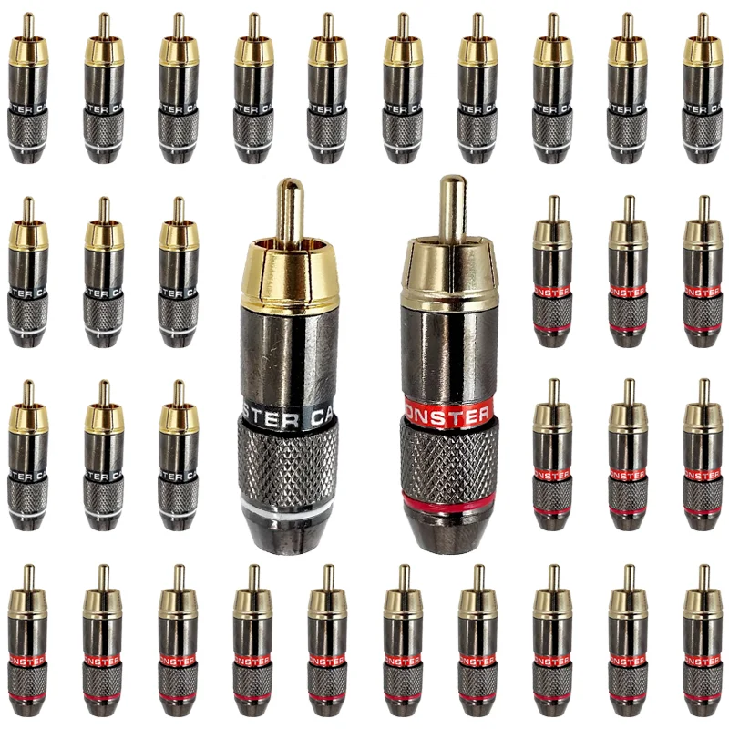 

10pcs/5pairs Monster Gold Plated Pure Copper Banana Plugs Speaker Adapter Screw Speaker Plug Audio Connectors