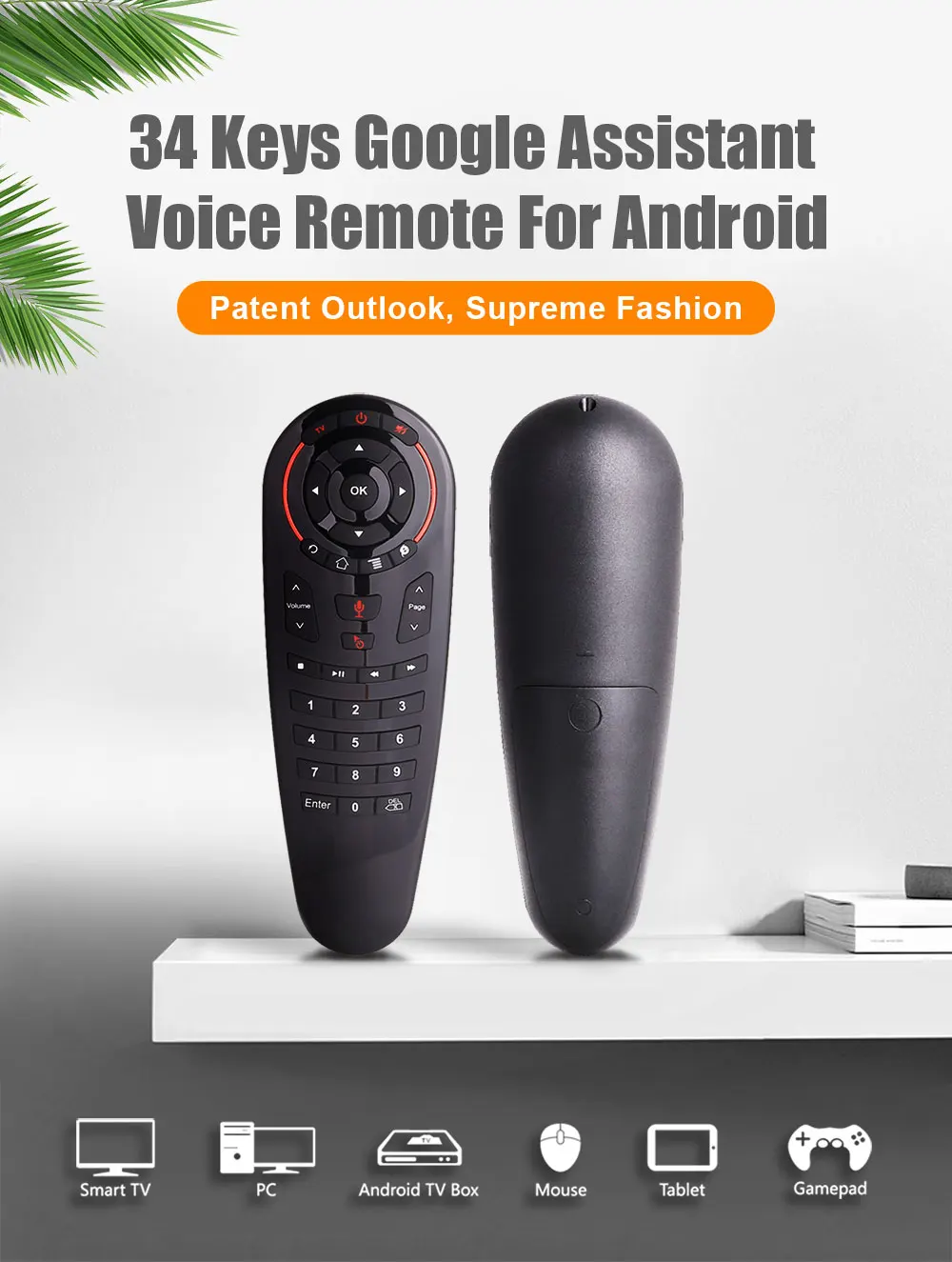 G30S 2.4G Wireless Google Voice Control Sensing Air Mouse, 6 Axis Gyroscope Sound Keyboard Controller for  Android TV Box