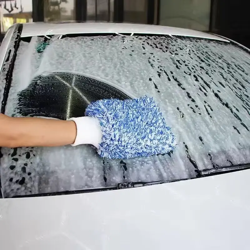Soft Microfiber Car Cleaning Gloves High Density Scratch-Free Car Wash Gloves Auto Accessories Vehicle Cleaning Tools