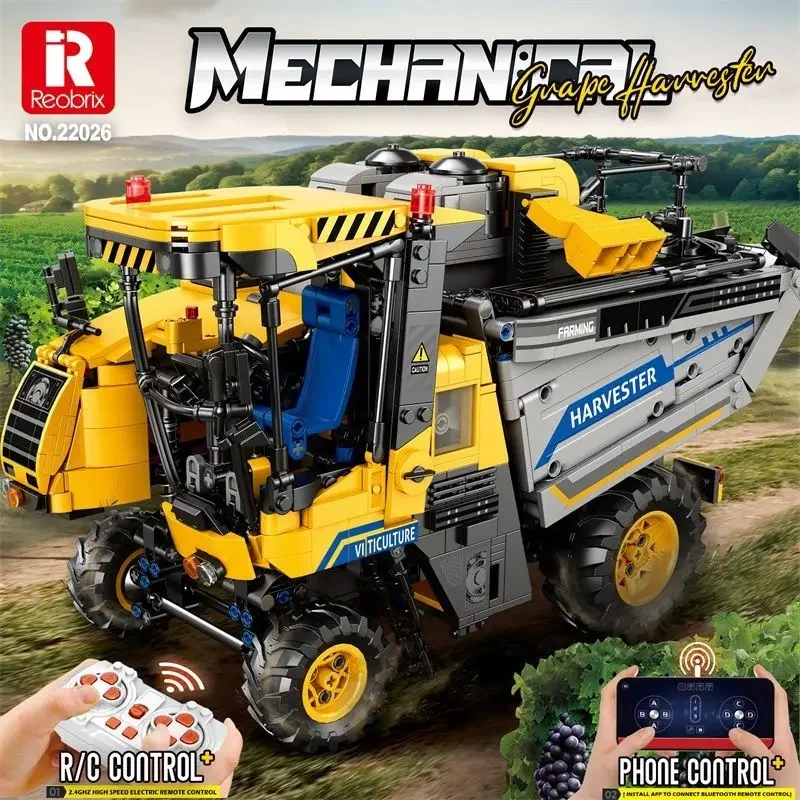 

Reobrix Zhen Brick22026Remote Control Grape Harvesting Machine Adult High-Difficulty Building Blocks Assembly Large Ornament Boy