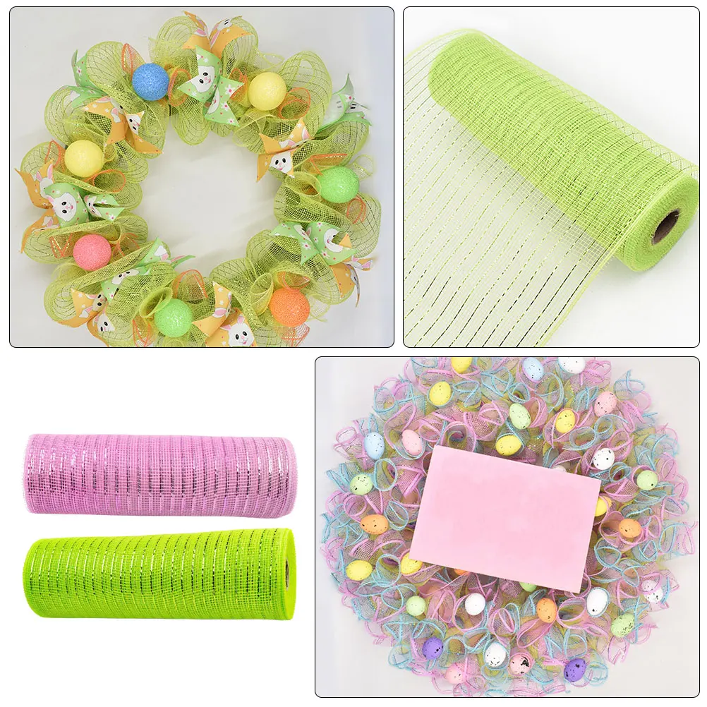 

2 10 Yards Easter Mesh Decorative Wrapping Ribbon Rolls Home Door Decoration Diy Floral Arrangement Wedding