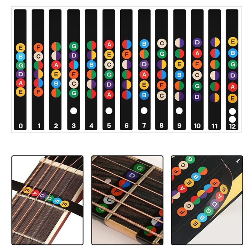 3-6Sheets/Pack Guitar Scale Sticker Notes Label Beginner Self Study Visual Guiding Props Guitar Accessories for Music Lovers ZYF