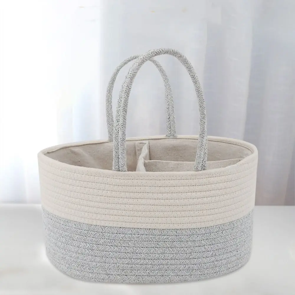 

Portable Convenient Diaper Storage Basket Cotton Thread Large Capacity Baby Diaper Bag Tote Bag Hand-Held Nappy Bag Travel