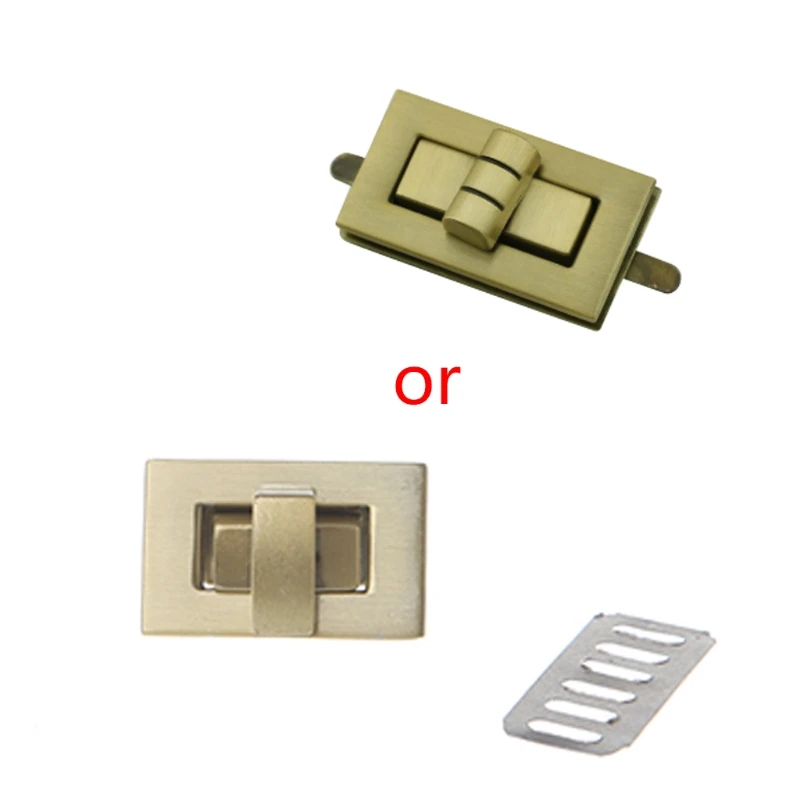 Metal Rectangle Clasp Turn Lock Twist Lock DIY Handbag Bag Purse Hardware K3KF