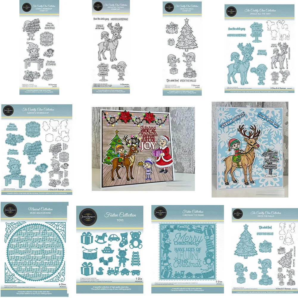 

Christmas Elf Gift Pile Metal Cutting Dies for Clear Stamps DIY Album Birthday Embossing Scrapbooking Greeting Card Handmade