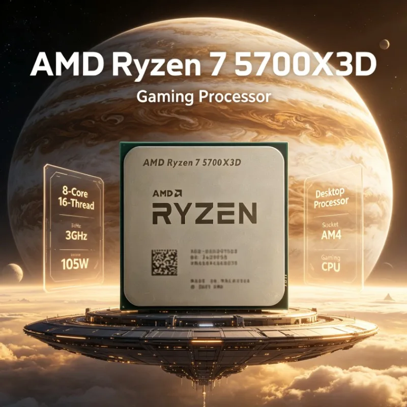 Ryzen 7 5700X3D Desktop CPU AMD 8 Cores 16 Threads 3.0GHz Up to 4.1GHz 105W AM4 DDR4 Processor