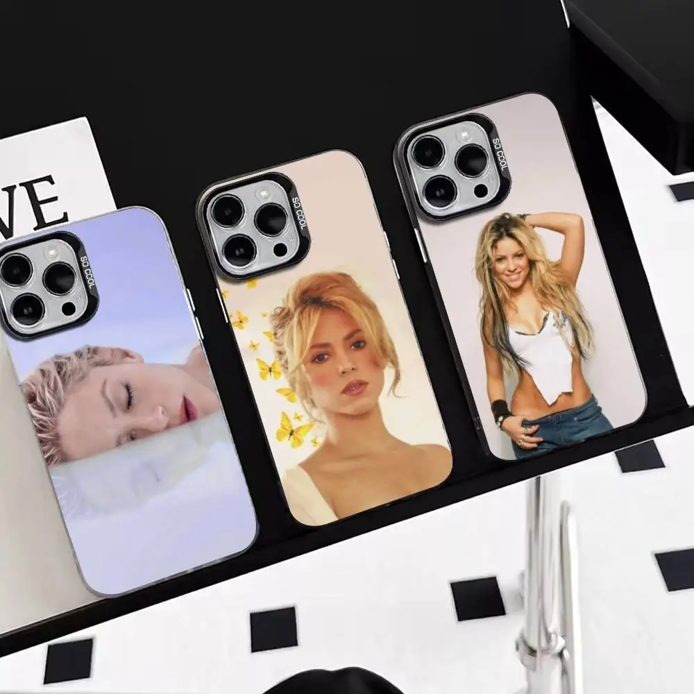 Funda para Teléfono S-Shakira-Singer-Colombia-Waka Waka para iPhone 17, 16, 15, 14, 13, 12, 11 Plus, Pro Max, XS, Funda Plateada Colorida