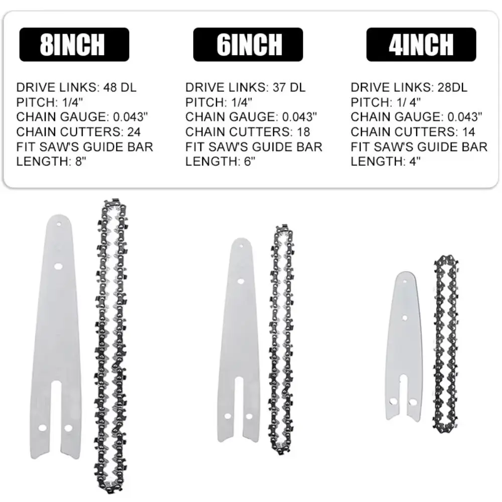 1Set for Electric Saw Chain Guide Plate Set Electric Saw Parts Garden Tool Saw Chain Kit Logging Pruning 4/6/8 Inch