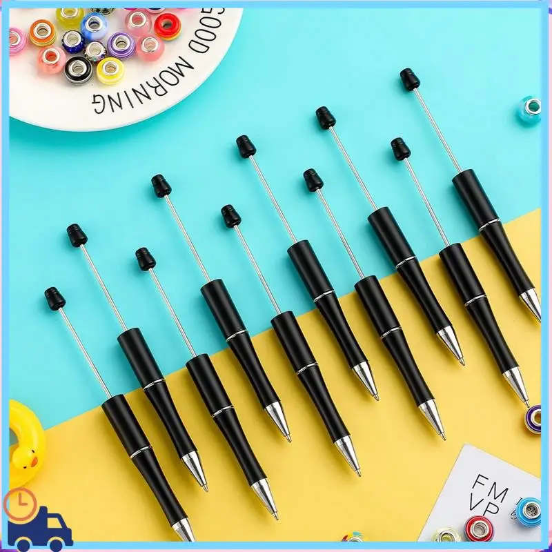 Latest 50Pcs Plastic Beadable Pen With 50 Refills For DIY Making Gift Black